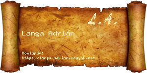 Langa Adrián névjegykártya